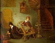 Quirijn van Brekelenkam Man Spinning and Woman Scraping Carrots Germany oil painting reproduction